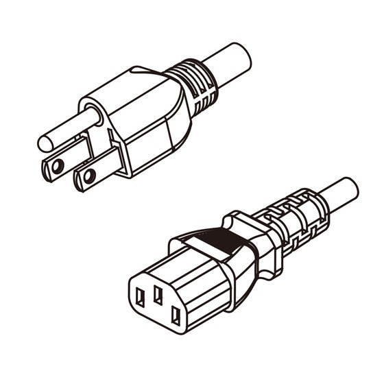 US/Canada NEMA 5-15P Plug To IEC 320 C13 AC Power Cord Set